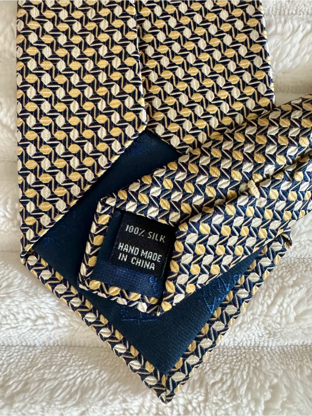 Jos. A. Bank Executive Collection Navy Blue Gold Silk Tie